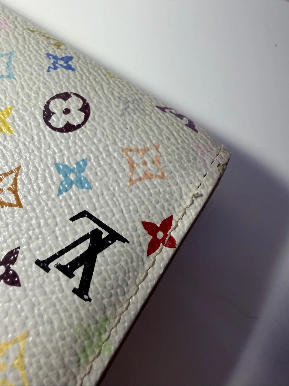 Louis Vuitton Murakami White Multicolor Monogram Canvas Long Wallet w Pink int.